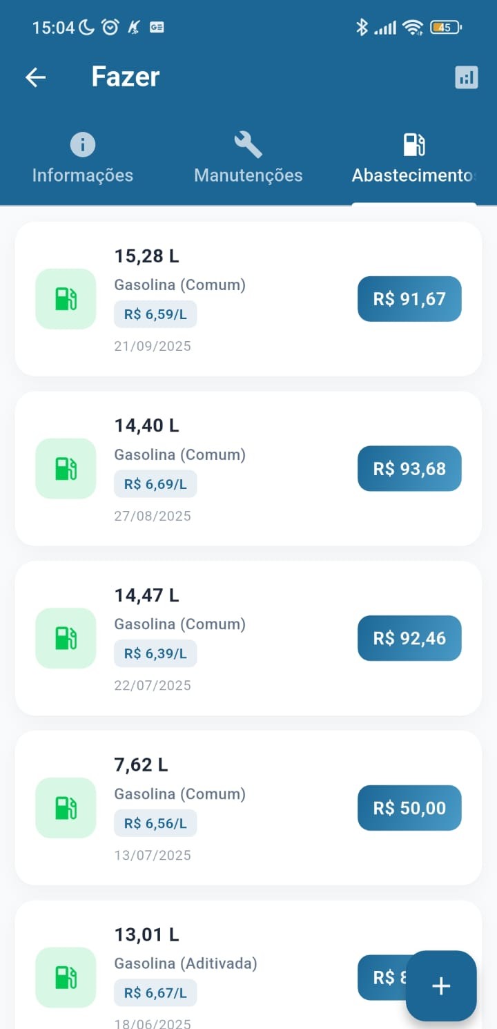 Controle de abastecimento no AutoVida