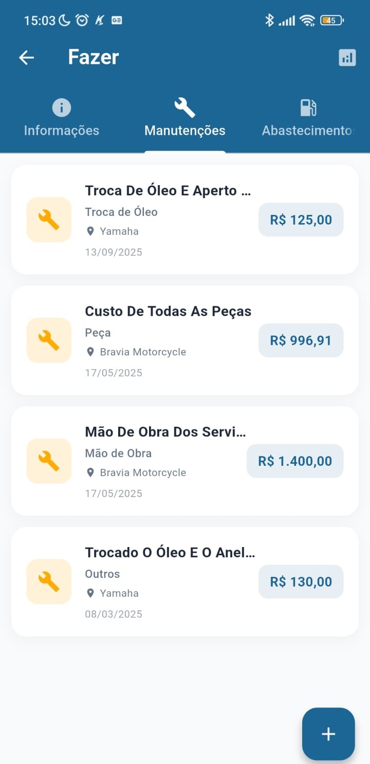 Controle de manutenções no AutoVida