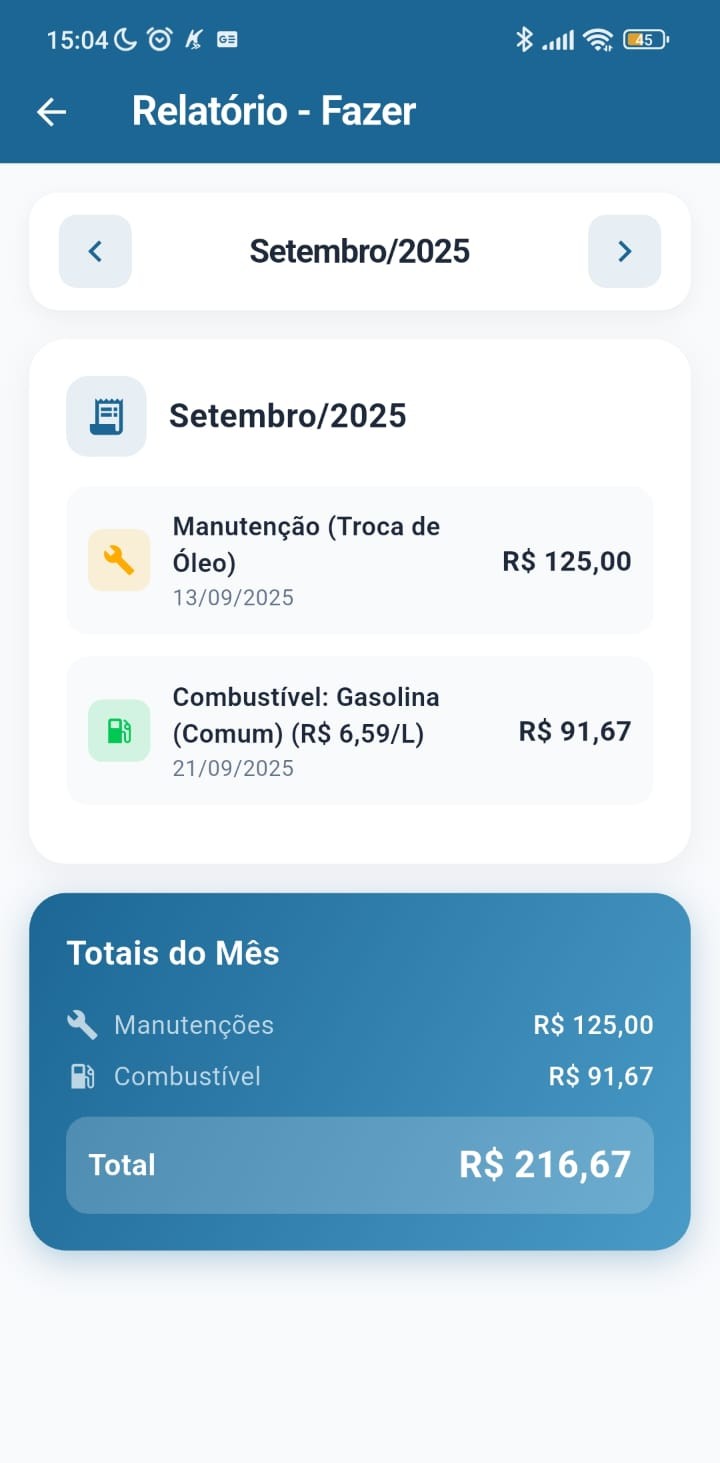 Relatório mensal no AutoVida
